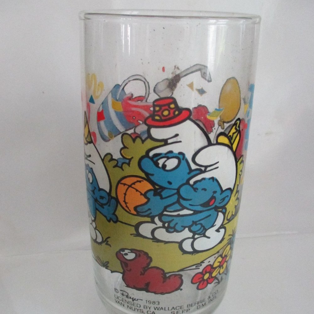 Clumsy Smurf Vintage Smurfs Glass 1983 Hardees